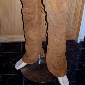 Men's suede thigh high boot cover leggings